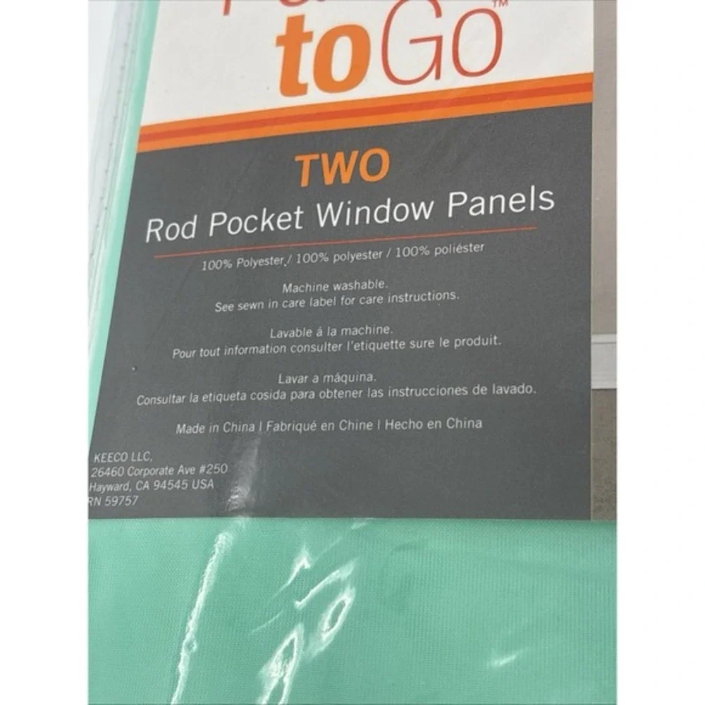 Pairs to Go Rod Pocket Sheer Window Panels set of (2) Beach‎ Glass Green 59x63